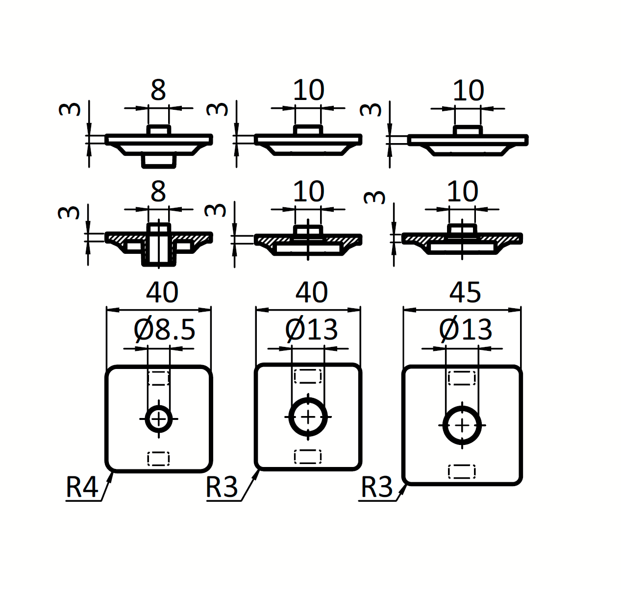 Adapter for BSB profile 45x45 slot10