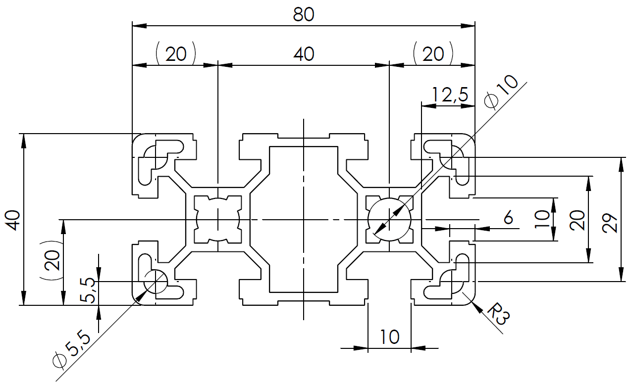BSB 40 x 80 L alumiiniprofiili