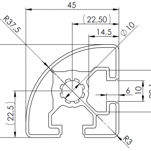 BSB 45 x 45 L R alumiiniprofiili