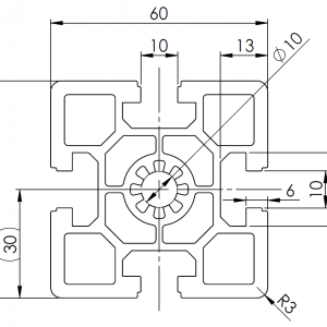BSB 60 x 60 H alumiiniprofiili