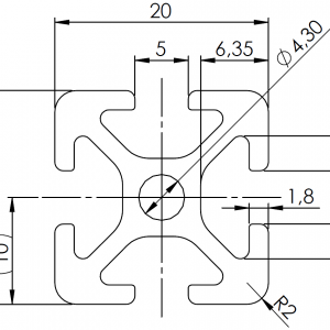 ISB 20 x 20 alumiiniprofiili