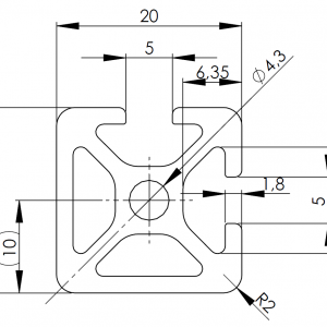 ISB 20 x 20 2N90 alumiiniprofiili