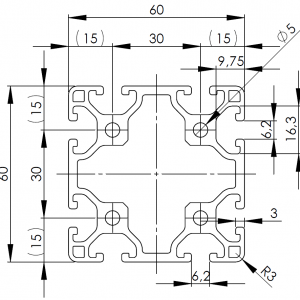 ISB 60 x 60 L alumiiniprofiili