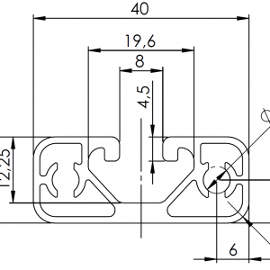 ISB 40 x 16 L alumiiniprofiili