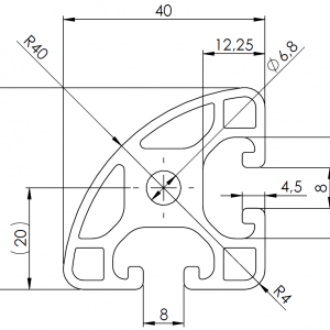 ISB 40 x 40 LR40-90astetta alumiiniprofiili