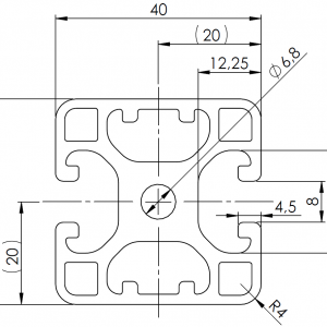ISB 40 x 40 L 2N180 alumiiniprofiili