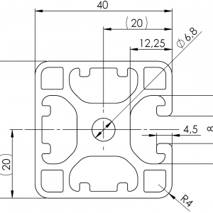 ISB 40 x 40 3N alumiiniprofiili