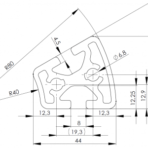 ISB 40 x 80L R30 alumiiniprofiili