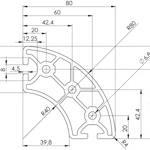 ISB 40 x 80L R90 alumiiniprofiili
