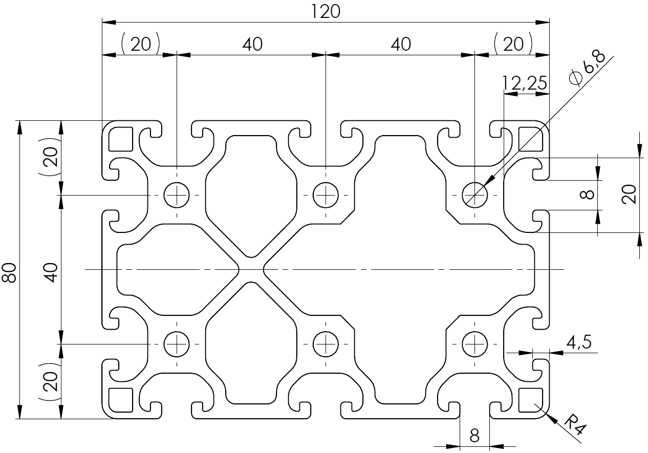 ISB 80 x 120L alumiiniprofiili