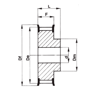 Hammashihnapyörä AT10, hihnaleveys 32mm, hammasluku 18, Dp=57,3 De=55,4